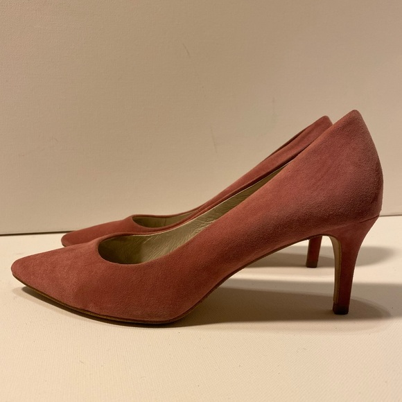blush pink suede pumps